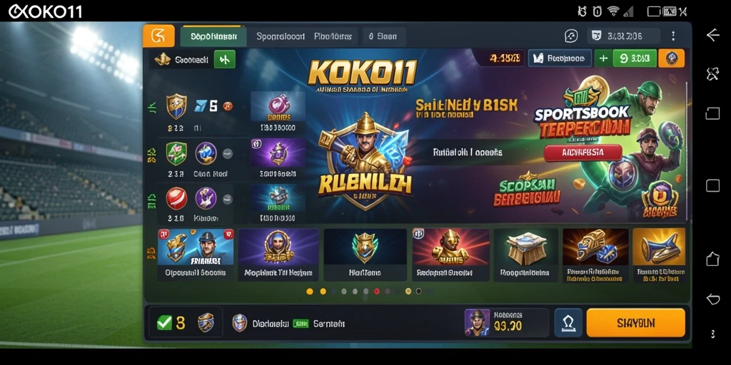 Screenshot KOKO11 yang menunjukkan gameplay menarik dari sportsbook.