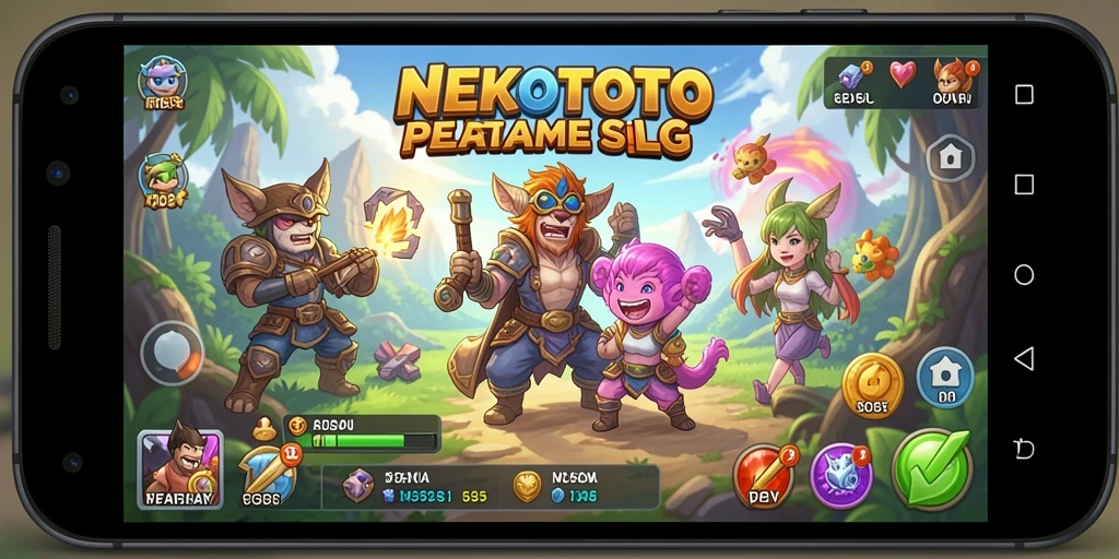 Screenshot gameplay NEKOTOTO menampilkan aksi membangun dan manajemen sumber daya.