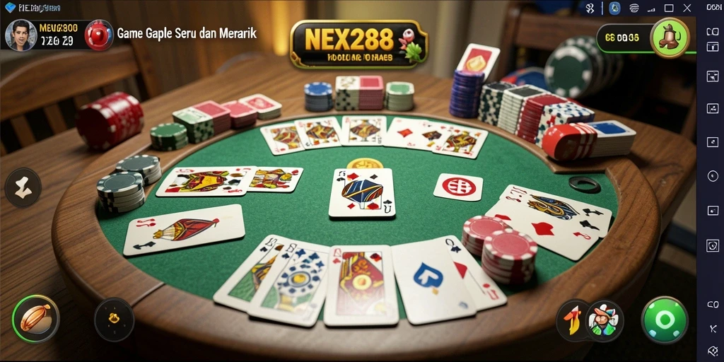 Screenshot gameplay NEX288 yang menunjukkan aksi seru Gaple.
