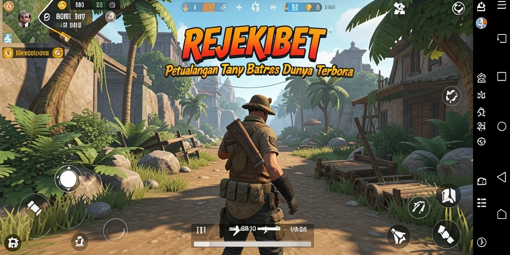 Tampilan gameplay REJEKIBET dalam dunia terbuka yang luas.