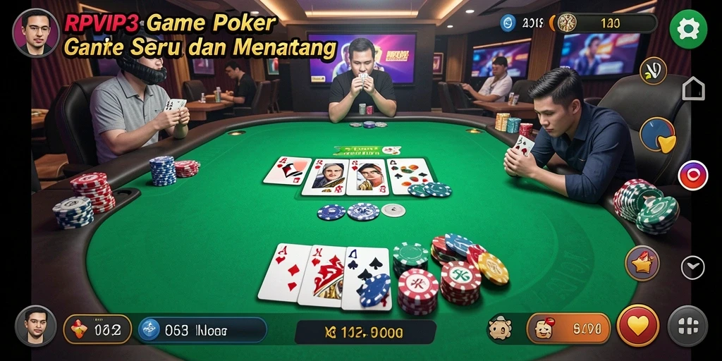 Tampilan gameplay RPVIP3 yang mendebarkan saat bermain Poker.