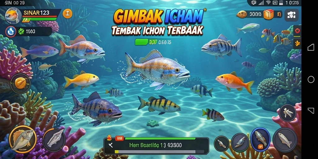 Tangkapan layar gameplay SINAR123 menampilkan aksi tembak ikan yang seru.
