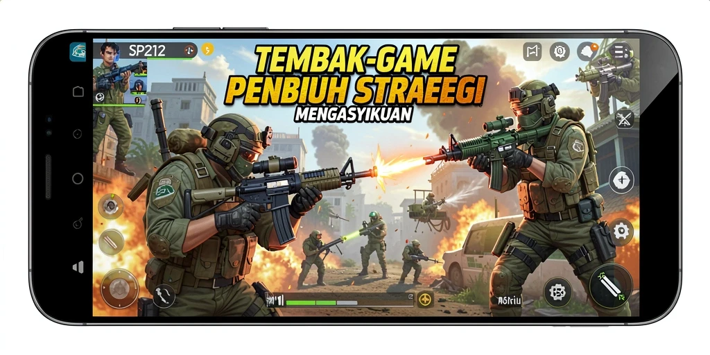 Screenshot utama SP212 menampilkan aksi tembakan yang mendebarkan.