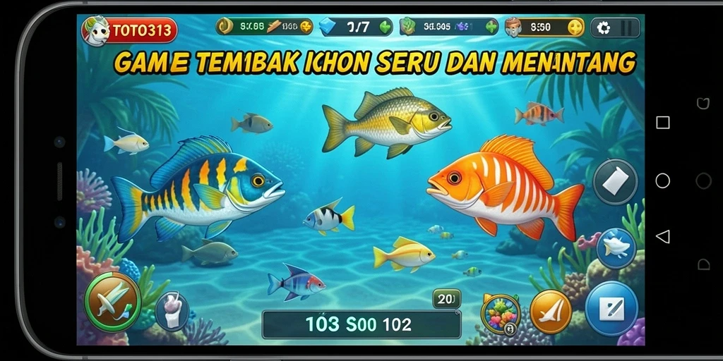 Tampilan gameplay Tembak Ikan yang seru dan menarik.