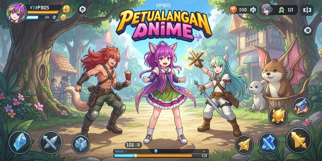 Tampilan gameplay <strong>VIP805</strong> yang menarik dengan karakter anime penuh warna.