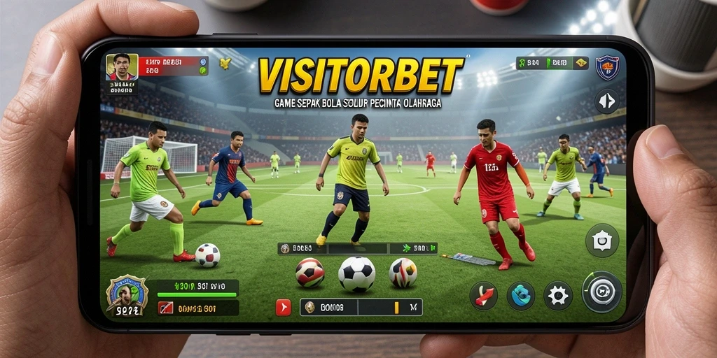 Tampilan gameplay seru dalam aplikasi VISITORBET yang membawa keseruan sepak bola.